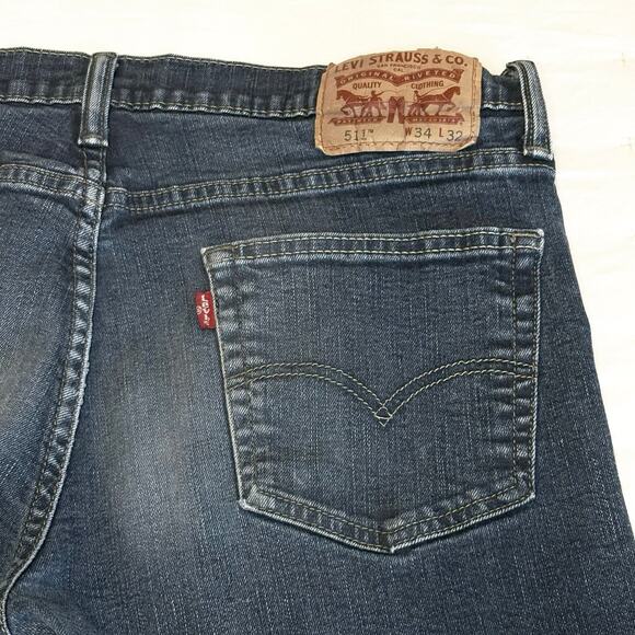 Levis 511 Jeans Men's 34 x 32 | Blue | Slim Fit Straight Denim | EUC - Picture 6 of 11